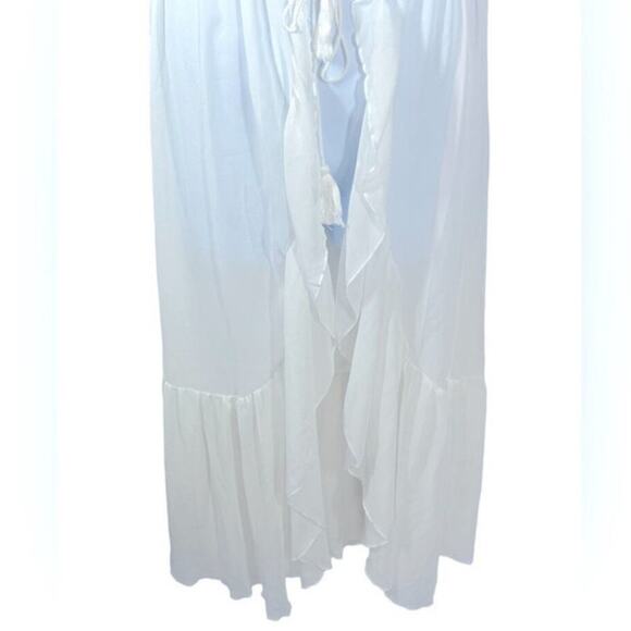 Shein White Sheer Ruffle Robe Large – Bridal, Lingerie, Beach Cover-Up - Picture 4 of 11